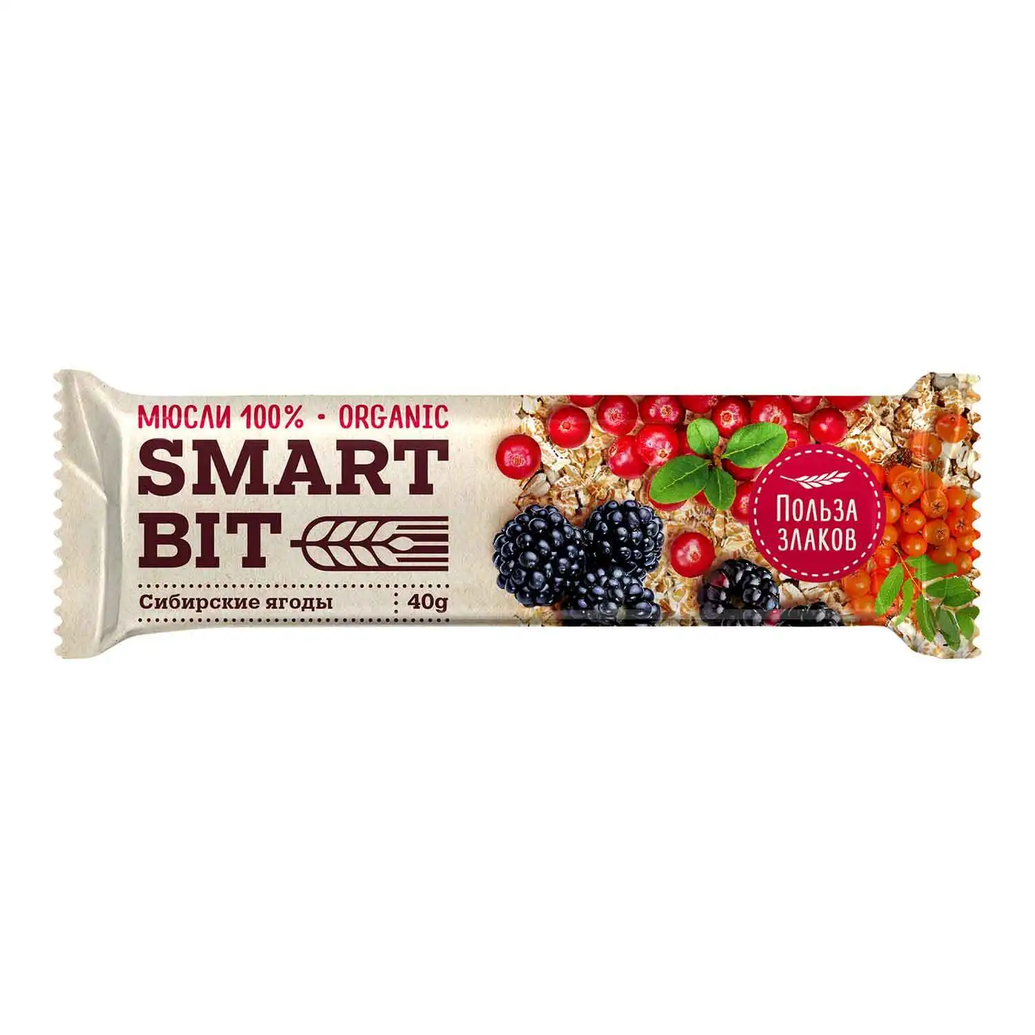 Батончик Smartbit мюсли сибирские ягоды 40 г | Продукты