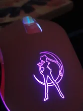 Ratón óptico retroiluminado de color rosa para ordenador, Mouse silencioso con cable, moda Sailor Moon, 2400DPI