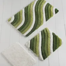 Коврик для ванной | коврик для ванной нескользящие Противоскользящие коврики красочные зеленые линии набор 3 60X100 Cm-50X60 Cm-40X60 см
