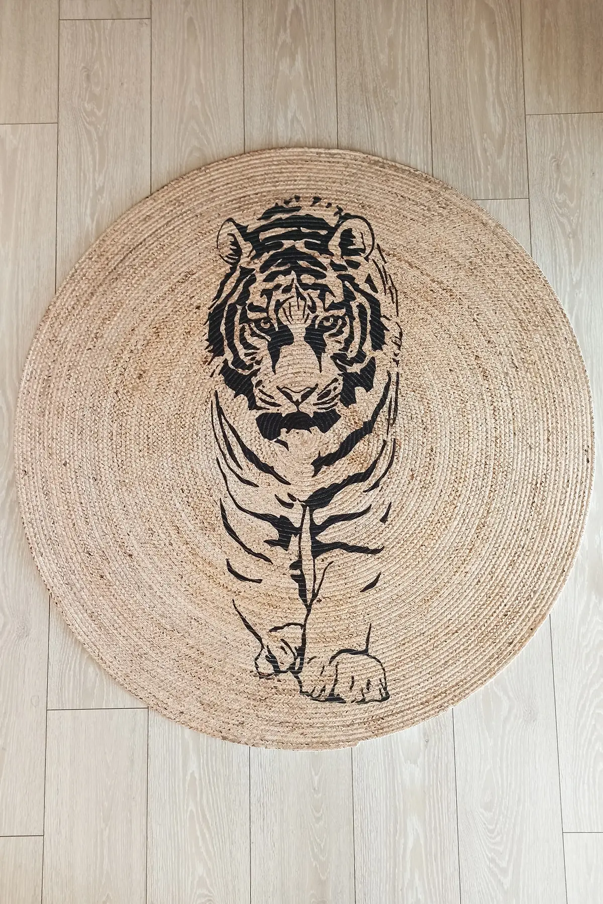

KARNAVAL HOME Boho 02 Tiger Figured Jute Knitted Carpet Straw Rug