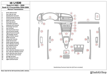 

Interior lining for Saab 9-2003-2006. Set L1530.
