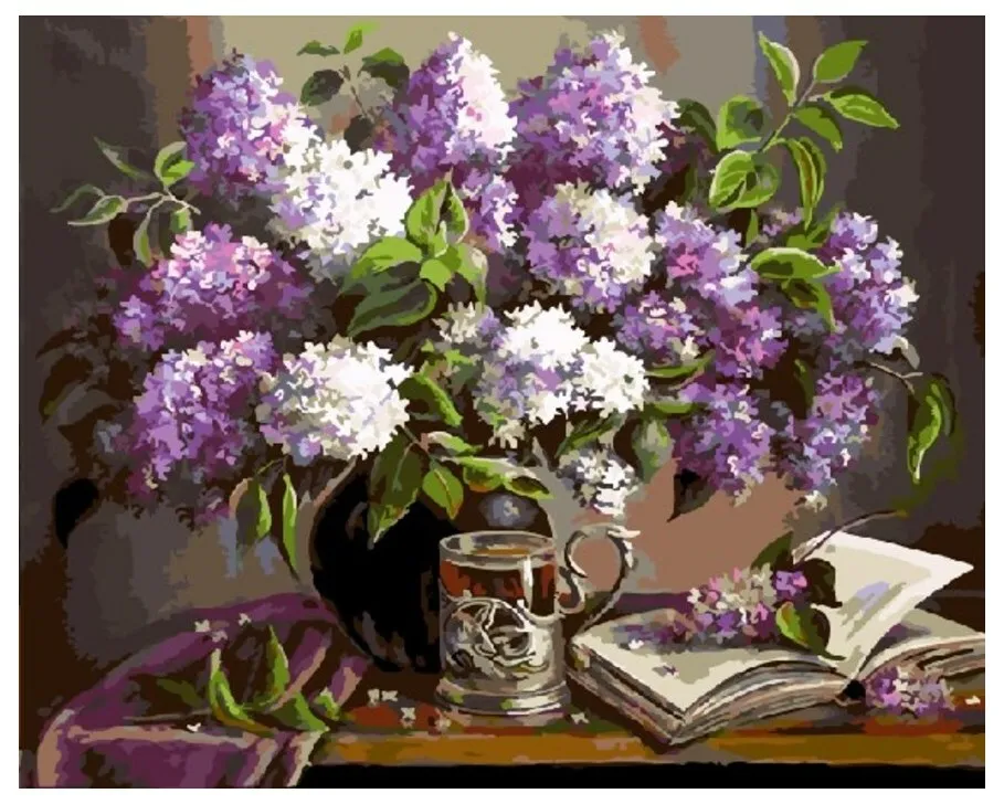 Picture by numbers GX 5426 Lilac and book 40*50 | Дом и сад