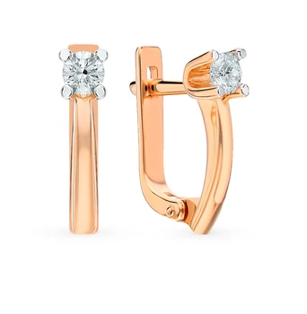 

Gold earrings "diamonds of Yakutia" sunlight sample 585