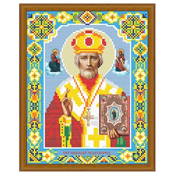 

Azh-2001 painting by rhinestones 'Diamond painting ''icon by Nicholas Wonderworker, 22*28 cm