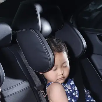 

Universal Car Seat Side Headrest U-Shaped Pillow Abs Leather Rebound Cotton Car Sleeping Pillow Kid Travel Pillow Black One Size