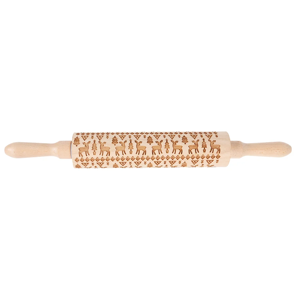 Laser Embossing Rolling Pin Lotus Wooden Christmas Snowflake Flower Patterns Dough Engraved Roller DIY Kitchen Bakeware - Цвет: Оранжевый