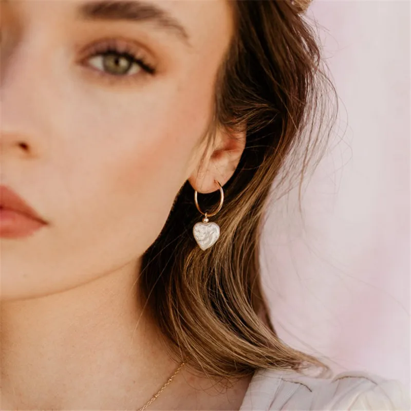 14K Gold Filled Hoop Earrings Natural Heartshaped Pearl Jewelry Gold Hoop Earrings Brincos Pendientes Oorbellen Women Earrings 4