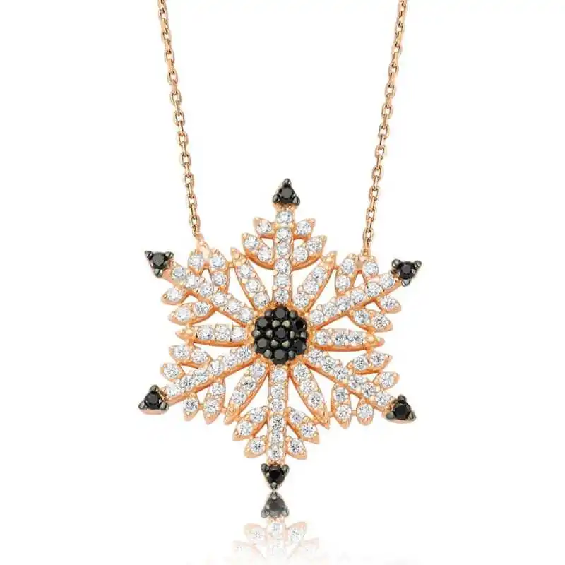 KUTAYDAN 925 Sterling Silver Snowflake Lady Necklace