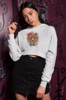 

Angemiel Wear Holiday-Makers Bear White Short Hooded Sweatshirt