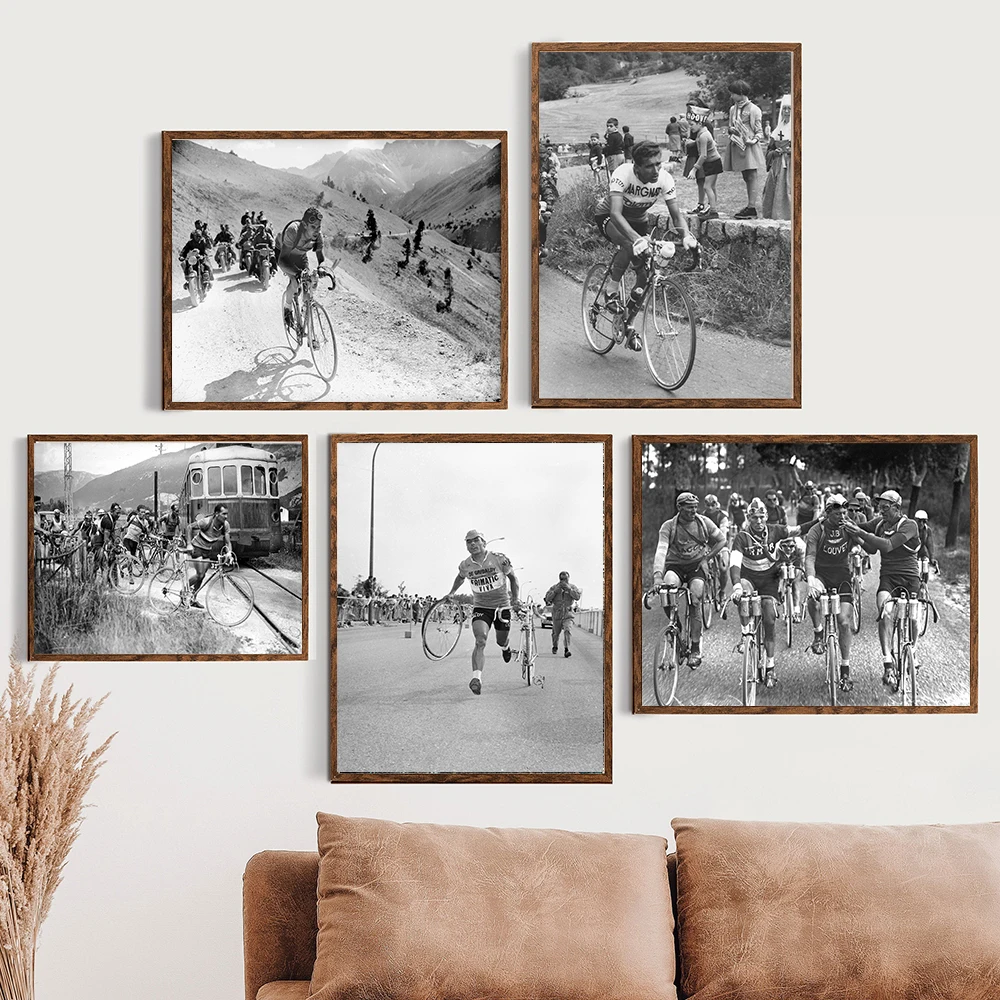 Французский постер для езды на велосипеде черный и белый цвета ВИНТАЖНАЯ