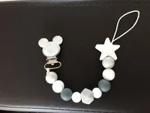 Bebé chupón para niña titular de la cadena de alimentos grado cuentas de silicona para masticar Bling bebé chupete Clip