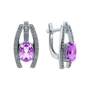 

Silver earrings with amethyst and cubic zirconia sunlight sample 925 test