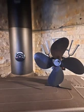 Wood Burner Stove-Fan Fireplace Heat-Powered 4-Blade Log Heat-Distribution Black Home