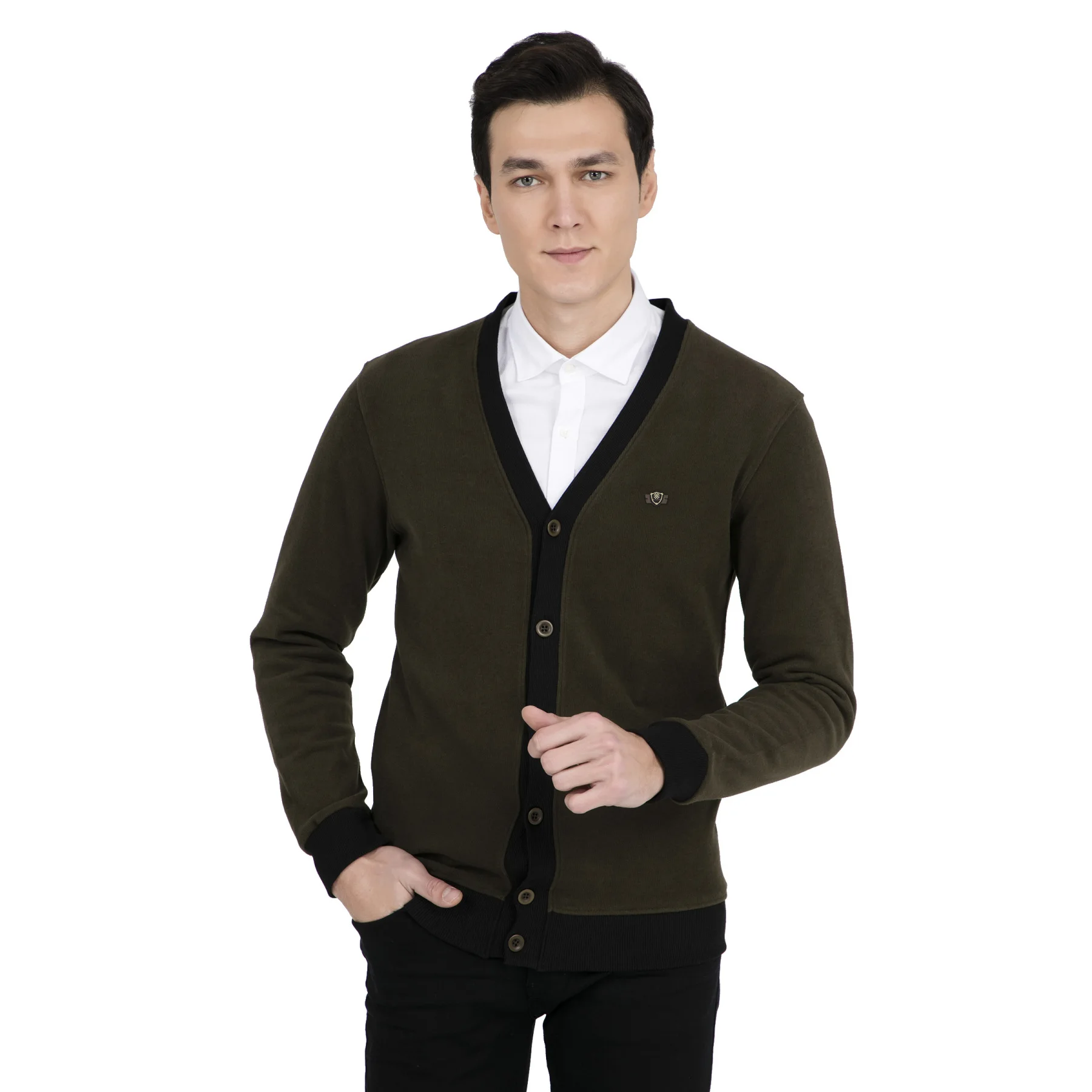Оливковый BURATTI мужской кардиган 4562104 - Цвет: Оливковый