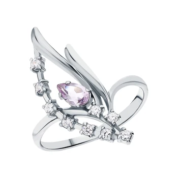 

Silver ring with amethyst and cubic zirconium sunlight sample 925