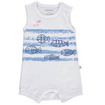 

ebebek Carmin Baby Summer Boy Fish Printed Interlock Rib Sleeveless Jumpsuit