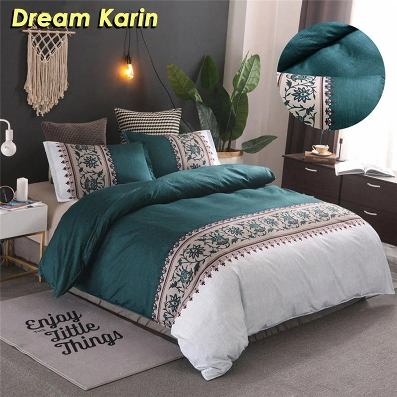 Simple Luxury King Size Bedding Sets Floral Jacquard Printed Bed 