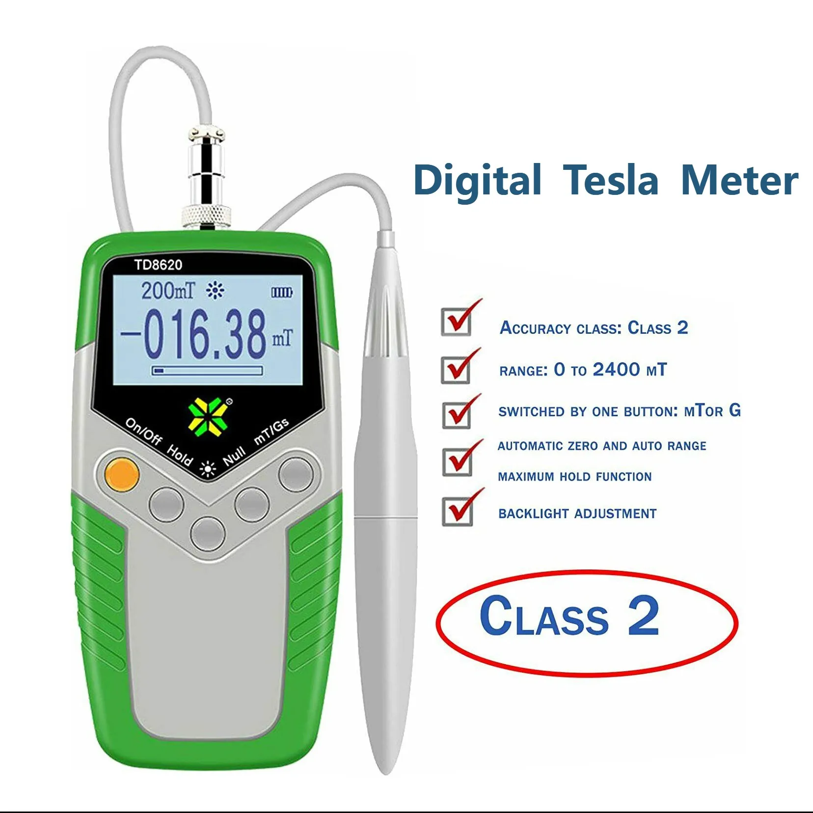New Handheld Tesla Meter Teslameter Gauss Surface Magnetic Field Tester TD8620 