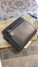Cartera de piel auténtica de alta calidad para hombre, carteras masculinas cortas Vintage, con cremallera, monedero, Portomonee