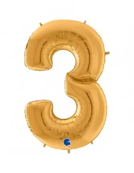 

Balloon Number 3 Gold 162cm