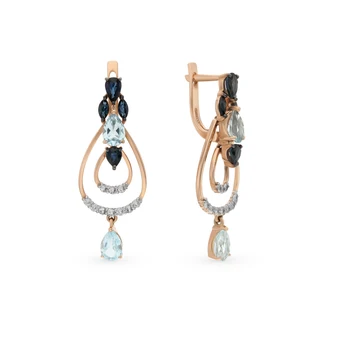 

Gold earrings with sapphires and Topaz sunlight sample 585