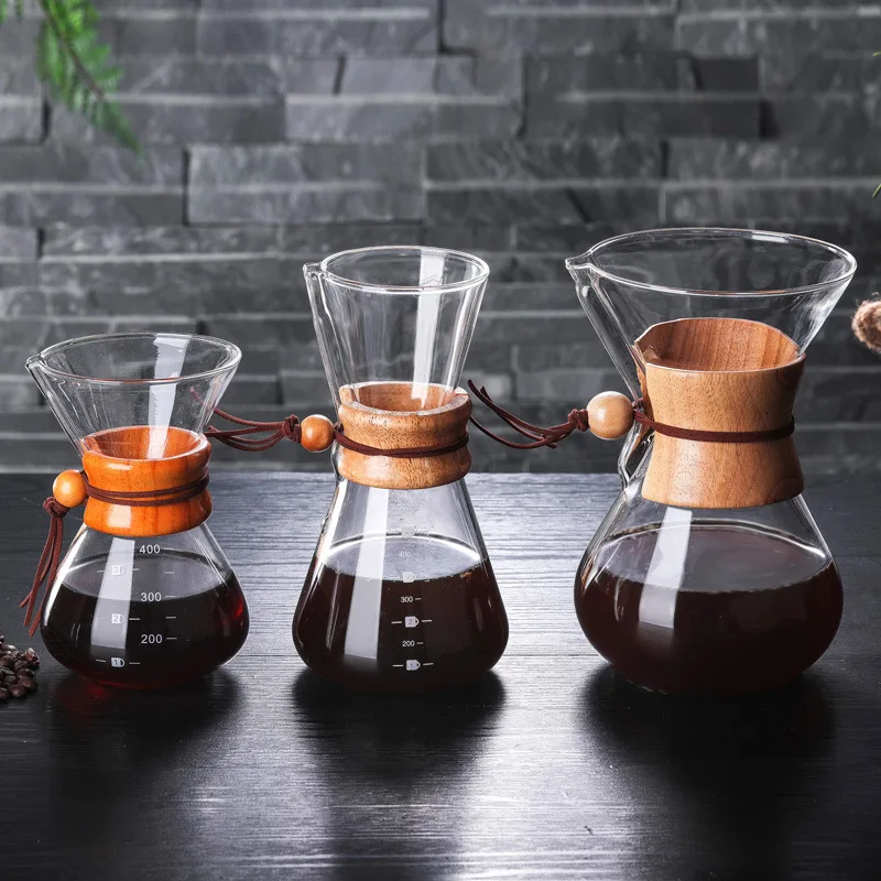 

Classic Glass Coffee Pot Hario V60 Dripper with Wooden Handle Pour Over Coffee Maker Espresso Coffe Drip Kettle Barista Tools