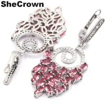 51x20 мм Романтические Розовые турмалиновые натуральный кубический цирконий женские серебряные серьги