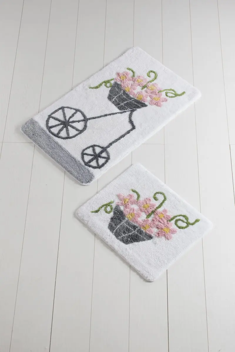 

Bath Mats Non Slip Anti Mould Mats Non Slip Anti Mould Alacati Pink 2'Li Set 60X100 Cm- 50X60 Cm