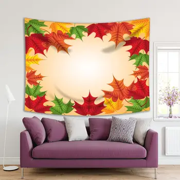 

Tapestry Maple Leaves Frame Colorful Fun Autumn Theme Decorating Artwork Red Brown Green Yellow