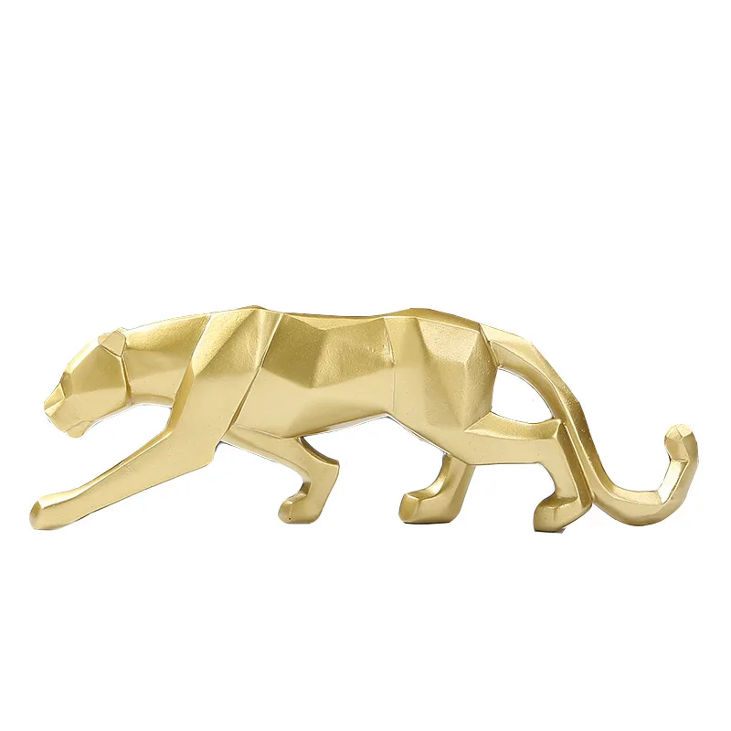 4 색 기하학적 표범 현대 추상 동상과 조각 동물 인형 인테리어 장식 장식품 공예 선물