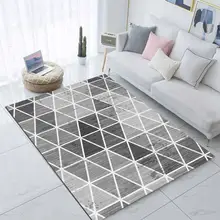 Серые белые коробки Геометрические полосы 3d печать Нескользящая микрофибра Гостиная декоративный современный моющийся коврик