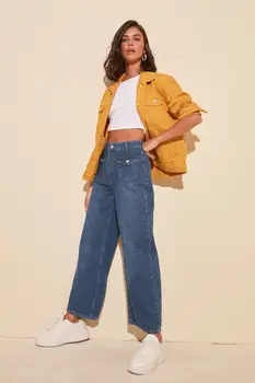 

Trendyol Pocket Detail High Waist Culotte Jeans TWOSS20JE0269