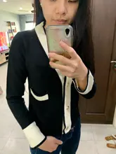 Cárdigans de punto Vintage para mujer, suéteres de manga larga con cuello en V, blusas ajustadas coreanas para oficina, cárdigans 2019