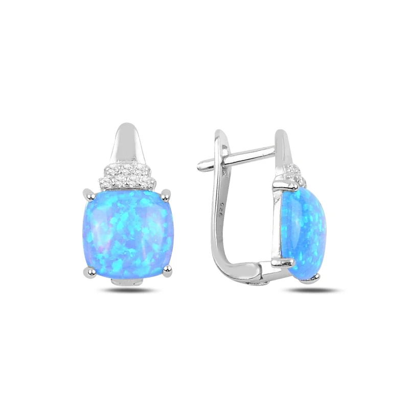 

Silver 925 Sterling Opal & Zircon Crystal J Earrings