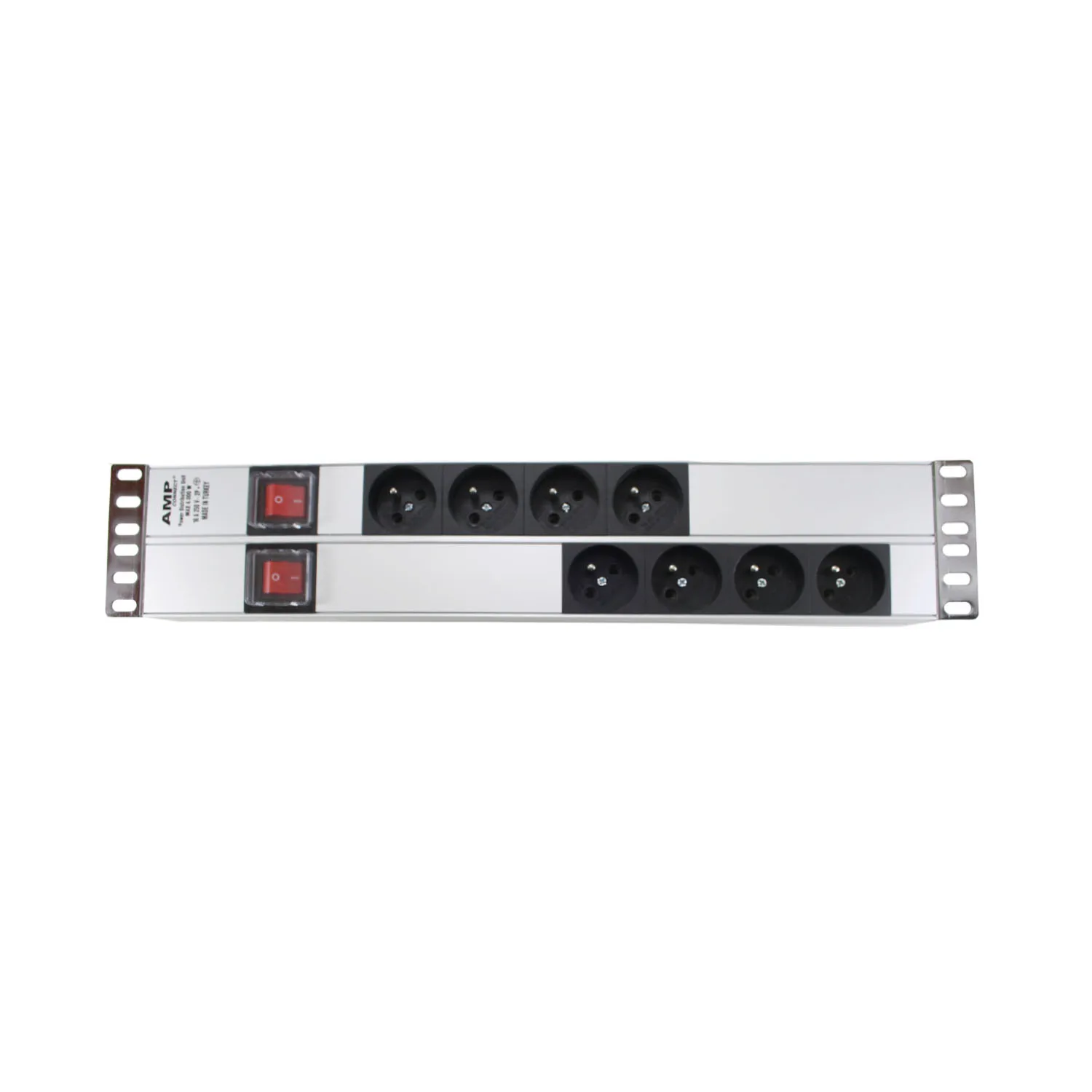 Amp подключения PDU 19 ''2U(4+ 4) 8 способ французский тип NFC 61314 разъем 2 единицы ВКЛ/ВЫКЛ освещенный переключатель алюминиевый профиль рамка PDU