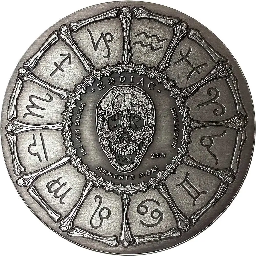 SCORPIO Memento Mori Зодиак череп, Скорпион Серебряная монета