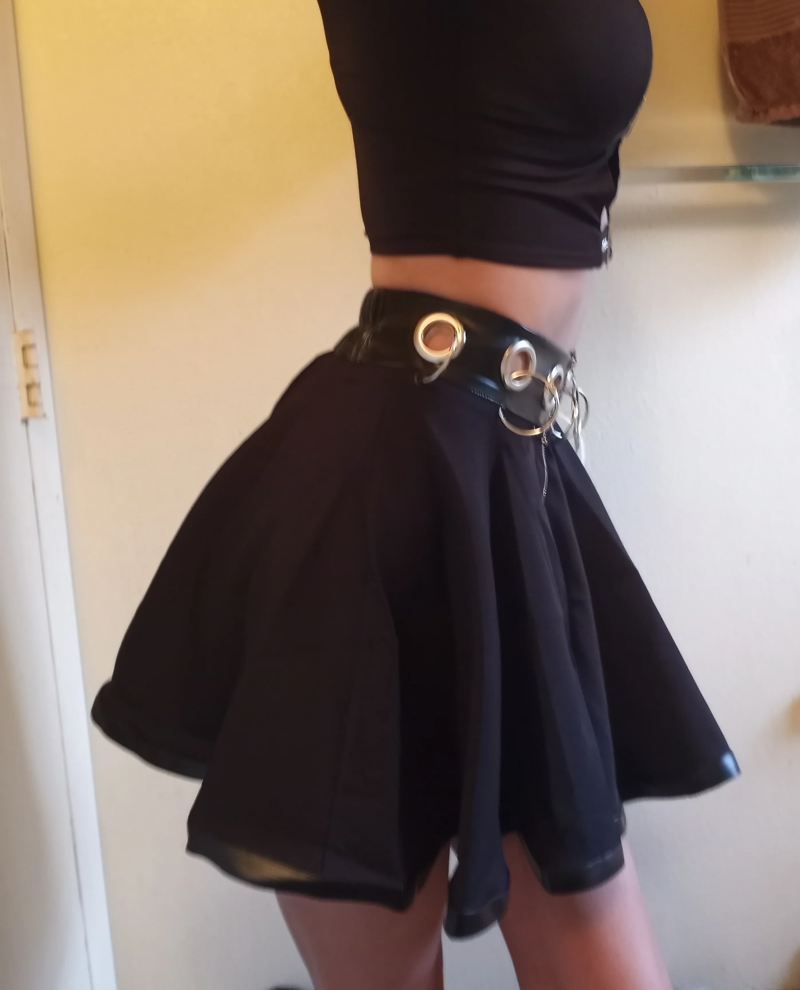 Black Mini Skirts with  Rings and Zipper photo review