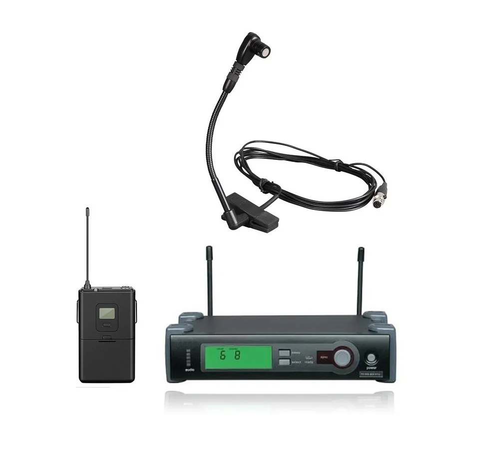 Bolymic беспроводной Sax Mic UHF инструмент Кардиоидная гусиная шея микрофон латунный и