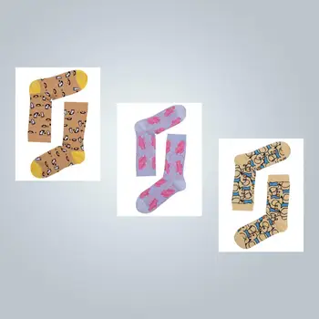 

3 Pairs Women's Crew Socks Colorful Patterned Premium Cotton