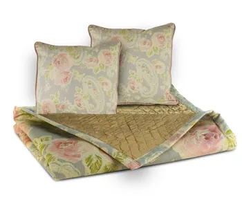 

Set 2 cushions and PLAID floral motifs, PLAID 160X66 CM, cushions 60X60 CM