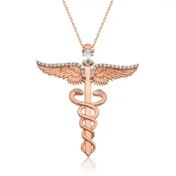 

KUTAYDAN 925 Sterling Silver Medical Symbol Kadüse Lady Necklace