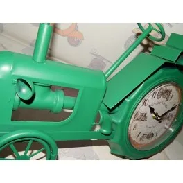 

Retro clock wall with tractor shape metallic green vintage style