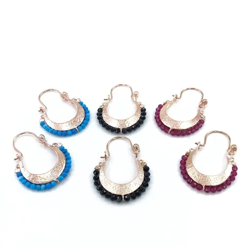 

Ruby Turquoise Onyx Stone Handwork Bag Model Silver Earrings