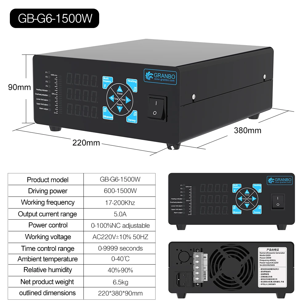 Granbo Ultrasonic Cleaning Generator Controller 600W-3000W Multi-Frequency 25KHz-120KHz for Industrial And Commercial Use 4
