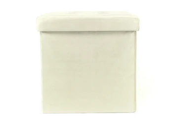 

Ottoman box padded folding pattern Velvet color cream