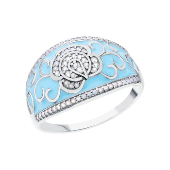 

Silver ring with enamel and imitates imitations sunlight sample 925