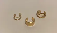 Pendientes de Clip de oro de diseño Simple para mujer, aretes de Clip de oro sin perforación, Puck Rock, Vintage, oreja de cartílago falso, regalo de joyería