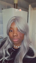 EASIHAIR-Peluca de cabello ombré ondulado para mujer afroamericana, cabellera artificial larga con flequillo, color gris, resistente al calor