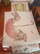 Umbrella Decoration Wall-Stickers Watercolor Nursery-Room Bunny Girl For Kids Pink 