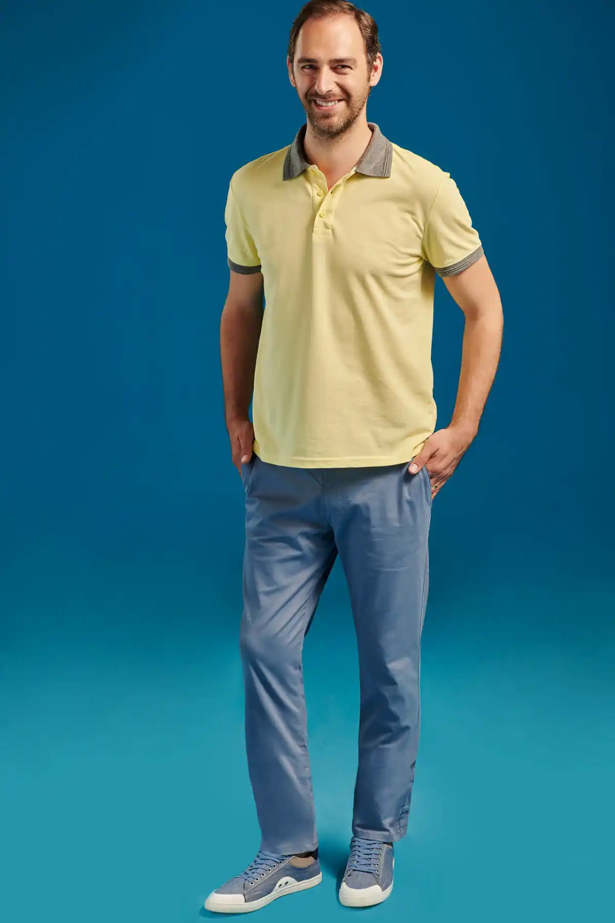 defacto new summer man fashion polo-shirt mens casual solid